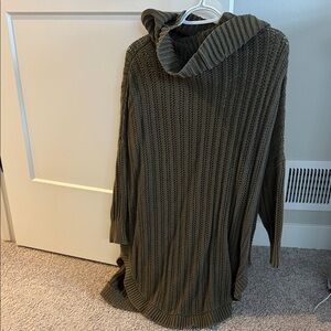 Express Olive Green Ribbed Cowl Neck Sweater